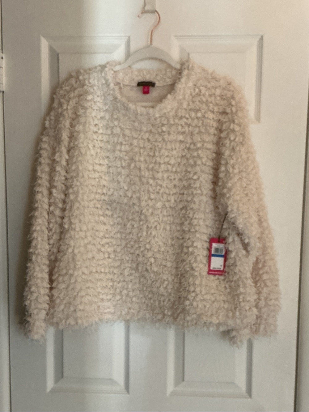 Vince Camuto Cream Plush Textured Crew Sweater. REPOSH!
